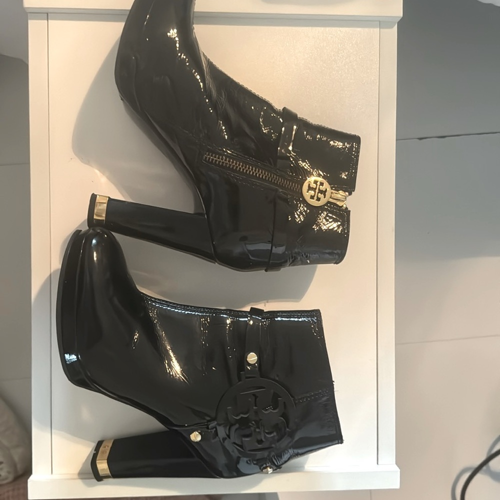 Size 5 Tory Burch, Black Patent Boots